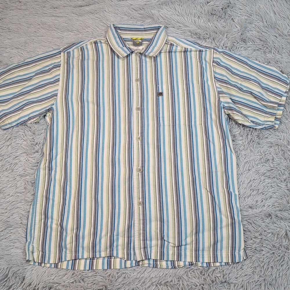The North Face Shirt Mens L Blue Stripe Button Up Pocket Gorpcore Casual A5